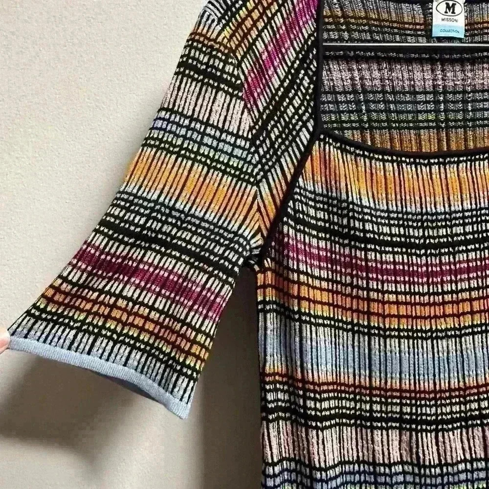 M Missoni Multi-Color Knit Bodycon Sheath Dress Women 12 Luxury Italy Euro Chic - Picture 4 of 11